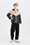 Boy's Water Repellent Hooded Raincoat with Zipper and Pockets D5921A825Sp - 2