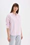Oversize Wide Fit Striped Oxford Long Sleeve Shirt D4512Ax25Sp