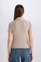 Slim Fit Slim Fit Polo Neck Ribbed Camisole Short Sleeve T-Shirt with Pockets E5403Ax25Sp - 6