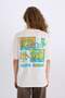 Keith Haring Oversize Wide Fit Crew Neck Back Print Short Sleeve T-Shirt D9153Ax25Sm - 6