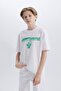 Boy Oversize Wide Fit Crew Neck Printed Short Sleeve T-Shirt B6165A825Sm - 4