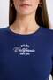 Slim Fit Narrow Cut Crew Neck Printed Ribbed Camisole Short Sleeve T-Shirt E5070Ax25Sp - 5