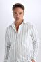 Regular Fit Polo Collar Striped Oxford Long Sleeve Shirt D6101Ax25Sp - 5