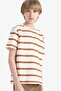 100% Cotton Crew Neck Striped Short Sleeve T-Shirt for Boys D9491A825Sm - 3
