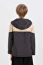 Boy's Water Repellent Hooded Raincoat with Zipper and Pockets D5921A825Sp - 5