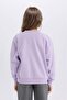 Relax Fit Crew Neck Printed Soft Fleece Inside Sweatshirt for Girls D1552A824Wn - 6