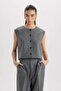 Basic Buttoned Blazer Vest E0571Ax24Au - 3