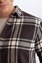 Regular Fit Polo Neck Checked Cotton Long Sleeve Shirt D7557Ax24Au - 5