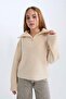 Zippered High Collar Knitwear Sweater for Girls A6015A824Wn - 7