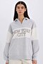 Relax Fit Polo Neck Printed Thick Sweatshirt E3229Ax24Wn