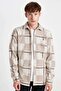 Regular Fit Checkered Fleece Long Sleeve Shirt V2767Az24Wn