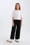 100% Cotton Wide Leg Cargo Wide Leg Jean Trousers for Girls D7373A825Sm - 5