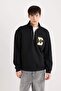 Regular Fit Stand Collar Zip Printed Sweatshirt A4469Ax24Au - 3