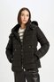 Water Repellent Lightweight Long Puffer Coat with Removable Faux Fur Hood Quilted Zipper Snap Pocket - 3