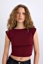 Christmas Themed Fitted Crew Neck Short Sleeve Burgundy T-Shirt E3150Ax24Wn - 6