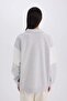 Relax Fit Polo Neck Printed Thick Sweatshirt E3229Ax24Wn - 6