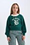 Relax Fit Crew Neck Printed Soft Fleece Inside Sweatshirt for Girls D7042A824Wn