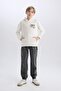 Oversize Wide Fit Hooded Back Printed Sweatshirt for Boys D8495A825Sp - 6