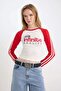 Fitted Slim Fit Crew Neck Printed Long Sleeve T-Shirt D6698Ax24Wn - 4