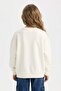 Girl's Relax Fit Crew Neck College Printed Sweatshirt D6615A824Au - 4