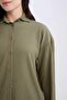 Khaki Relax Fit Wrinkled Textured Long Sleeve Shirt D7520Ax24Au - 5