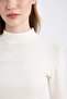 Fitted Bodycon Half Turtleneck Modal Basic Plain Long Sleeve Black T-Shirt D8097Ax24Wn - 5