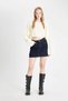 Regular Fit Crop Crew Neck Hair Braided Knitwear Sweater T4518Az24Wn - 2