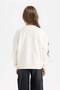 Oversize Wide Fit Crew Neck Printed Sweatshirt Girls D6629A824Au - 5