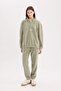 Oversize Wide Fit Zippered Stand Collar Embroidered Fleece Sweatshirt Y2649Az24Wn - 2