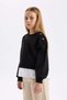Relax Fit Crew Neck Sweatshirt with Skirt Hem Detail for Girls D0703A824Au