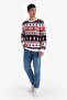 Standard Fit New Year's Themed Crew Neck Sweater D5489Ax24Wn - 2
