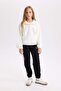 Girl's Black Elastic Waist Printed Jogger Sweatpants D6567A824Au - 2