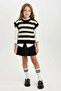 Striped Crew Neck Knitted Patterned Knitwear Sweater for Girls C9657A824Wn - 2
