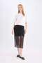 Pencil Normal Waist Draped Lined Tulle Midi Skirt D8744Ax24Au - 2