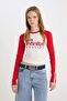 Fitted Slim Fit Crew Neck Printed Long Sleeve T-Shirt D6698Ax24Wn - 3