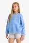 Oversized Wide Fit Crew Neck Printed Sweatshirt Girls D1100A824Au - 4