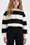 Striped Crew Neck Sweatshirt and Elastic Jogger Sweatpants for Girl - D4091A824Wn - 5