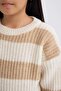 Striped Crew Neck Knitwear Sweater for Girls A6009A824Wn - 8
