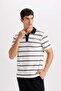 Slim Fit Slim Fit Polo Neck Striped Short Sleeve T-Shirt (24 Sm) - 3