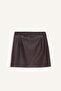 Sorbe X Defacto A-Line High Waist Faux Leather Mini Skirt D9717Ax24Au - 6