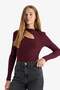Slim Fit Crew Neck Ribbed Camisole Long Sleeve T-Shirt C8473Ax24Au - 4