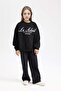 Oversize Wide Fit Crew Neck Printed Sweatshirt for Girls D4381A824Wn - 2