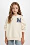 Oversized Wide Fit Crew Neck Printed Sweatshirt Girls D4383A824Wn
