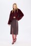 High Waist Combed Cotton Lined Slit Midi Faux Leather Burgundy Pencil Skirt D4638Ax24Au - 3