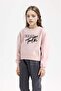 Relax Fit Crew Neck Printed Sweatshirt for Girls D5454A824Wn - 3
