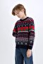 New Year's Themed Crew Neck Knitwear Sweater for Boys D5792A824Cw - 3