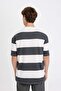100% Cotton Boxy Fit Crew Neck Striped Short Sleeve T-Shirt D5595Ax24Au - 5