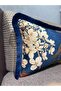Imported Silk Velvet Navy Blue Rectangular (50X30 cm) Classic Bird Tufted Throw Pillow Cover (Double-Sided) - 6