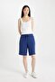 Regular Fit Elastic Waist Flat Leg Bermuda Shorts N7439Azns