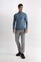 Blue Knitwear Sweater - Standard Fit, Half Fisherman Half Zip D0624Ax24Au - 2